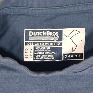 Dutch Bros T Shirt Retro 90s Grahic Coffee Culture Retro Navy Gray Blue XL